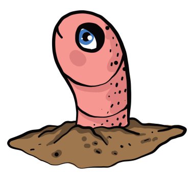 Gözlü solucan, illüstrasyon, beyaz arkaplanda vektör