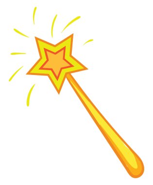 Sarı sihirli değnek, illüstrasyon, beyaz arkaplanda vektör