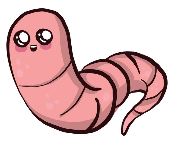 Cute Worm Illustration Vector White Background — Stock Vector