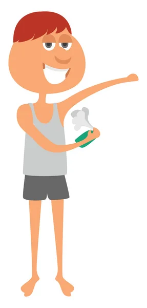 Homme Mettant Déodorant Illustration Vecteur Sur Fond Blanc — Image vectorielle