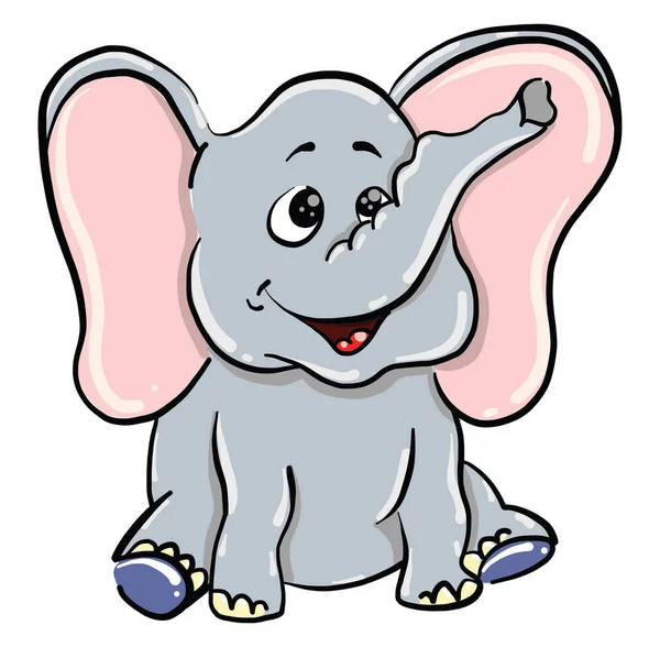Elefante Con Orejas Grandes Ilustración Vector Sobre Fondo Blanco — Vector de stock