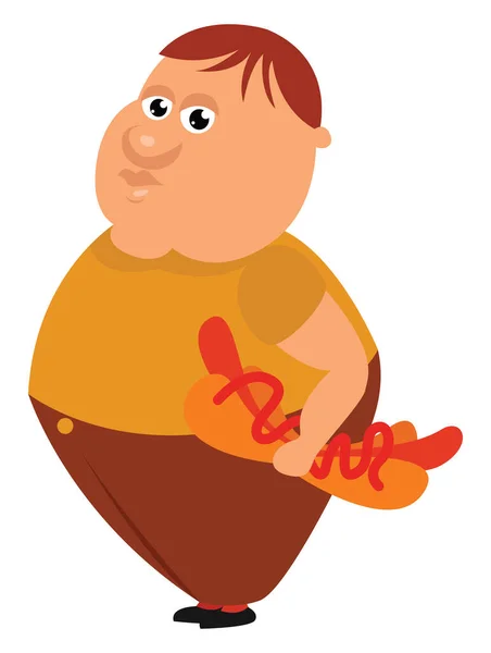 Tlustý Chlapec Ilustrace Vektor Bílém Pozadí — Stockový vektor