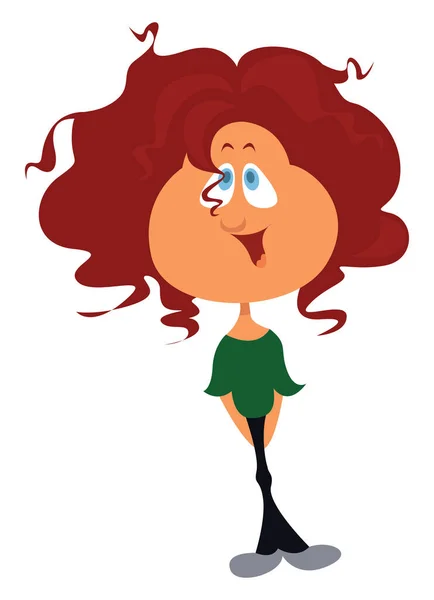 Chica Con Pelo Rizado Ilustración Vector Sobre Fondo Blanco — Vector de stock