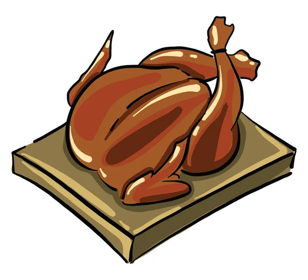 Stekt Kyckling Illustration Vektor Vit Bakgrund — Stock vektor