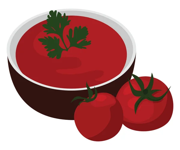 Zuppa Pomodoro Illustrazione Vettore Sfondo Bianco — Vettoriale Stock