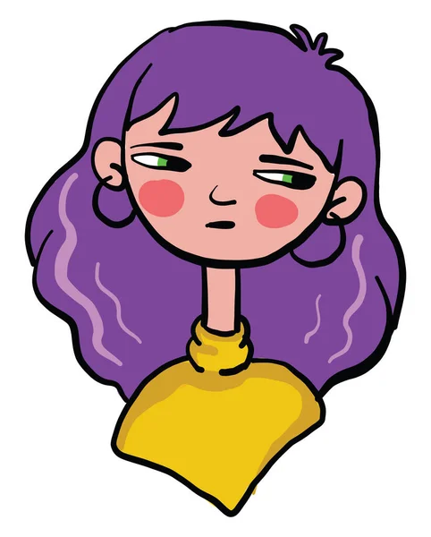 Девушка Фиолетовыми Волосами Иллюстрация Вектор Белом Фоне — стоковый вектор