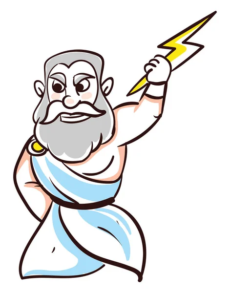 Zeus Irritado Ilustração Vetor Sobre Fundo Branco — Vetor de Stock