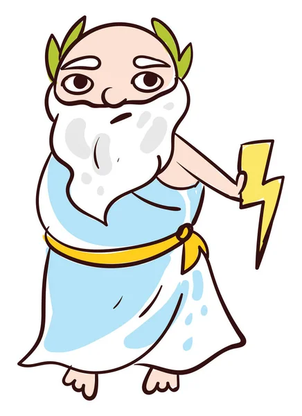 Triste Dios Zeus Ilustración Vector Sobre Fondo Blanco — Archivo Imágenes Vectoriales