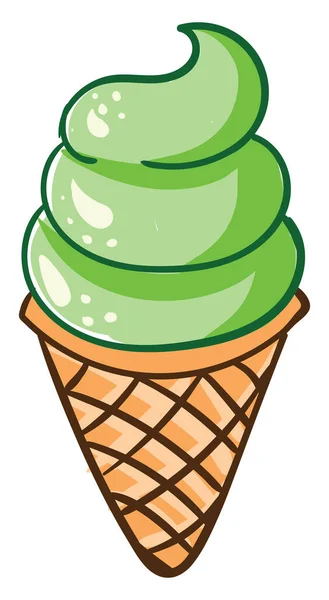 Green Ice Cream Illustration Vector White Background — Stock Vector