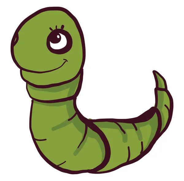 Green Worm Illustration Vector White Background — Stock Vector