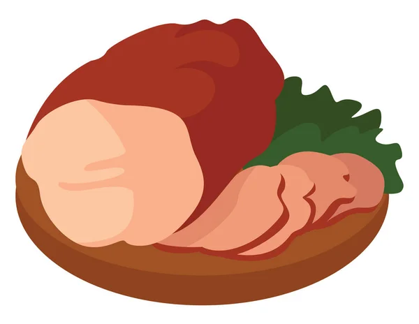 Daging Ham Lezat Ilustrasi Vektor Pada Latar Belakang Putih - Stok Vektor