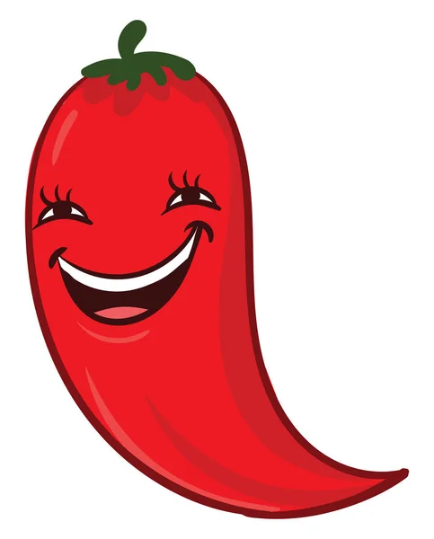 Happy Red Pepper Illustration Vector White Background — Stock Vector