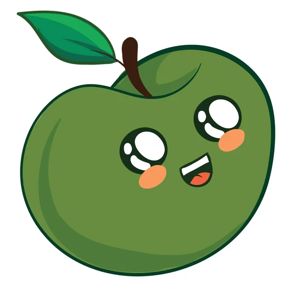 Щасливе Зелене Яблуко Ілюстрація Вектор Білому Тлі — стоковий вектор