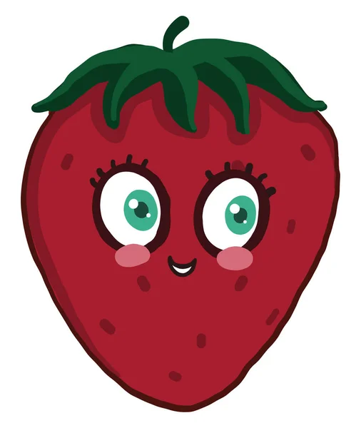 Happy Strawberry Illustration Vector White Background — Stock Vector