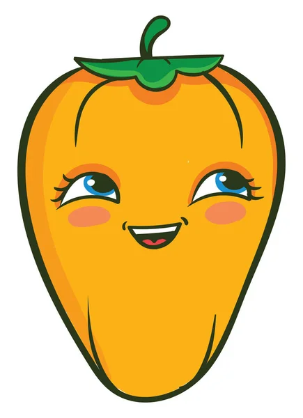 Happy Yellow Pepper Illustration Vektor Auf Weißem Hintergrund — Stockvektor