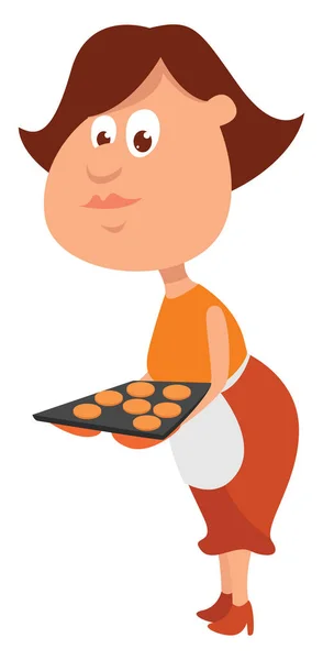 Femme Fabriquant Des Biscuits Faits Maison Illustration Vecteur Sur Fond — Image vectorielle