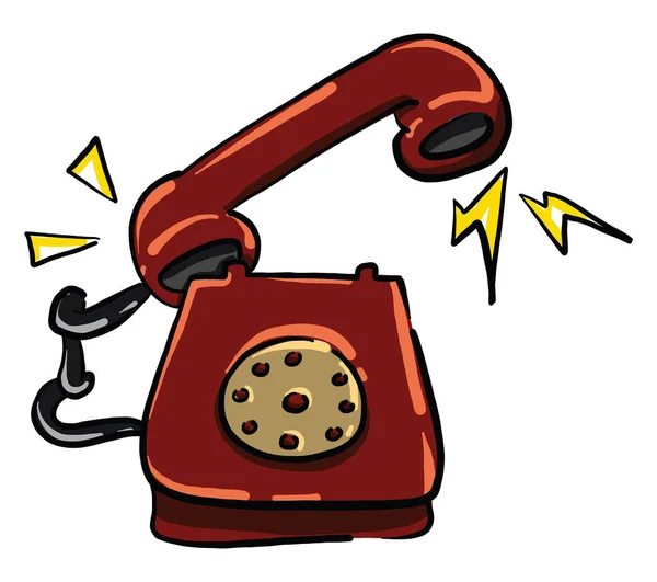 Telefono Retrò Rosso Illustrazione Vettore Sfondo Bianco — Vettoriale Stock