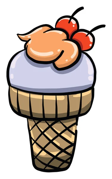 冰淇淋与樱桃 白色背景的矢量 — 图库矢量图片