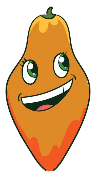 Papaya Sonriente Ilustración Vector Sobre Fondo Blanco — Archivo Imágenes Vectoriales