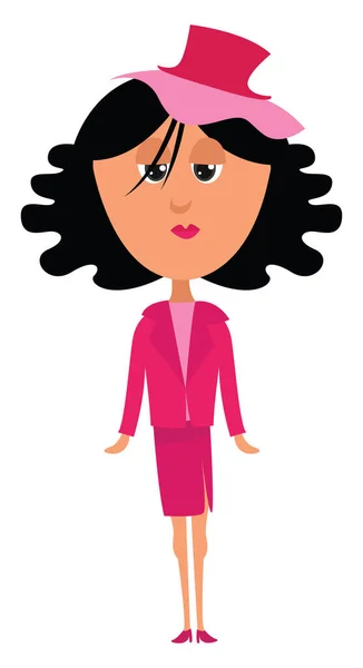 Chica Traje Rosa Ilustración Vector Sobre Fondo Blanco — Vector de stock