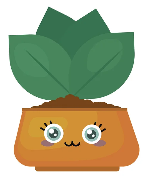 Planta Feliz Ilustración Vector Sobre Fondo Blanco — Vector de stock