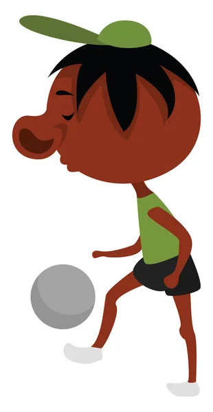 Niño Con Pelota Fútbol Ilustración Vector Sobre Fondo Blanco — Vector de stock