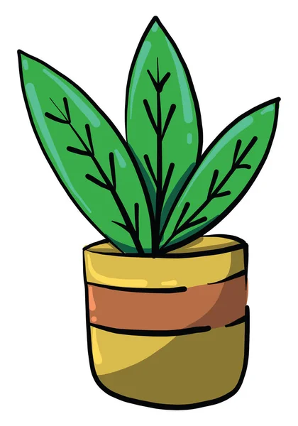Plant Yellow Pot Illustration Vector White Background — Stock Vector