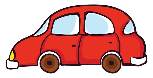 Coche Pequeño Rojo Ilustración Vector Sobre Fondo Blanco — Vector de stock