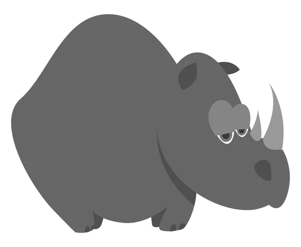 Grand Rhinocéros Illustration Vecteur Sur Fond Blanc — Image vectorielle
