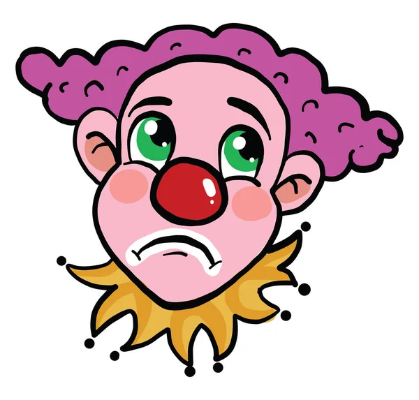 Clown Triste Illustrazione Vettore Sfondo Bianco — Vettoriale Stock