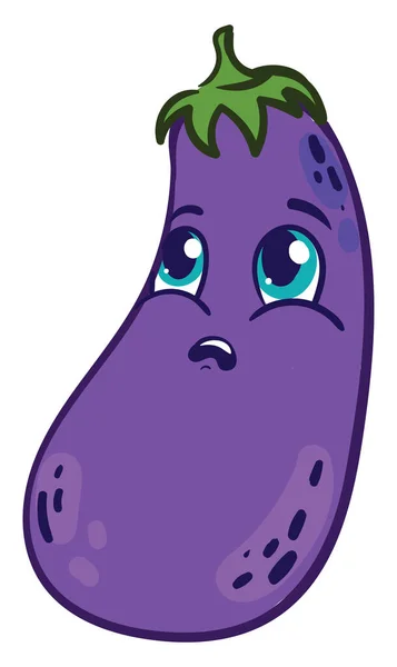 Scared Eggplant Illustration Vector White Background — Stock Vector