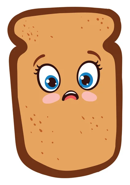 Stück Brot Mit Augen Illustration Vektor Auf Weißem Hintergrund — Stockvektor