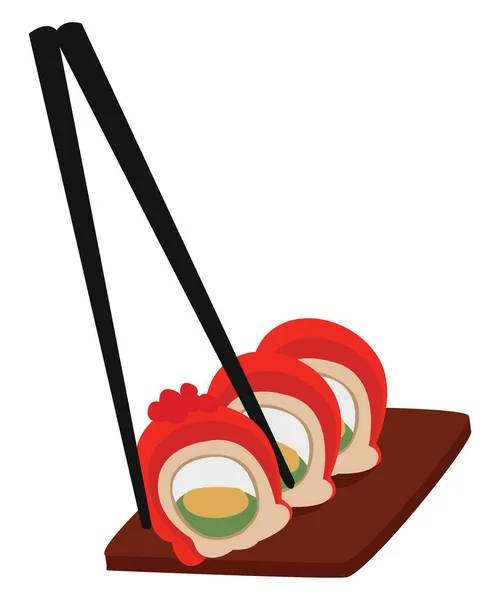 Sushi Voedsel Illustratie Vector Witte Achtergrond — Stockvector