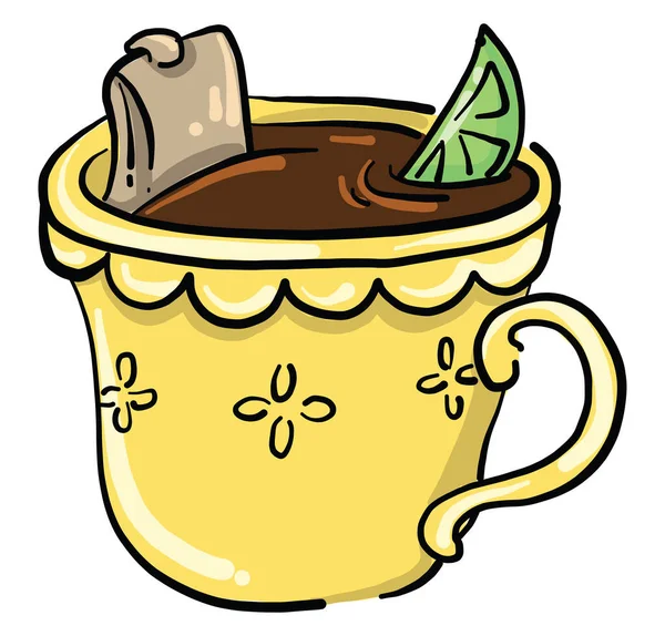 Τσάι Στο Κύπελλο Εικονογράφηση Διάνυσμα Λευκό Φόντο — Διανυσματικό Αρχείο