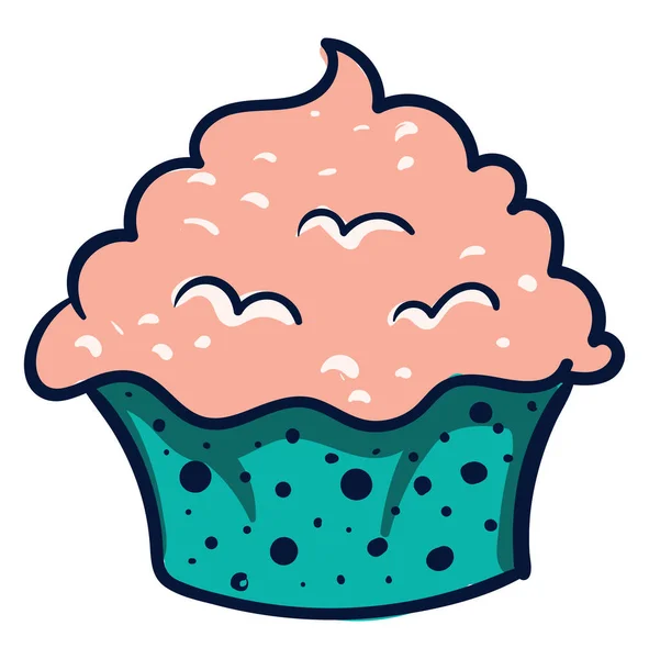 Cupcake Rosa Illustrazione Vettore Sfondo Bianco — Vettoriale Stock