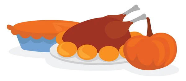 Thanksgiving Day Illustration Vector White Background — Stock Vector