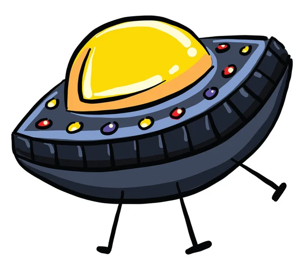 Blauwe Ufo Illustratie Vector Witte Achtergrond — Stockvector