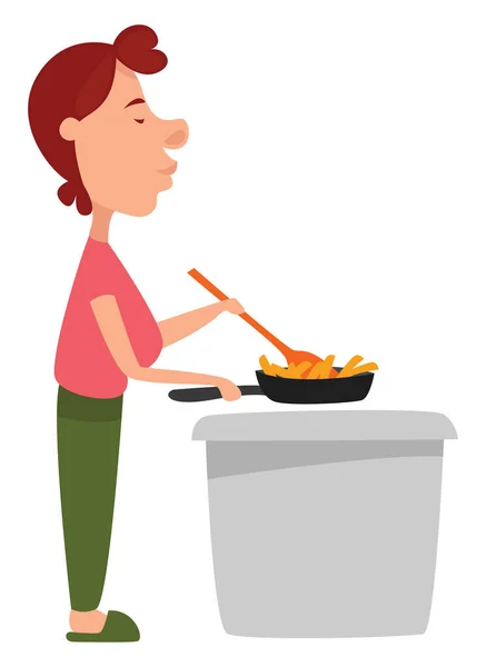 女性の料理ディナー イラスト 白い背景のベクトル — ストックベクタ