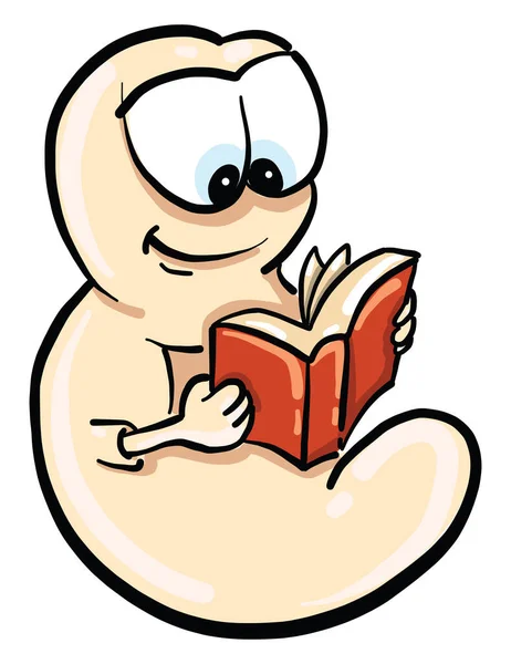 Worm Reading Book Illustration Vector White Background — Stock Vector