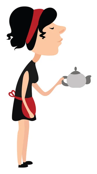 Camarera Con Café Ilustración Vector Sobre Fondo Blanco — Vector de stock