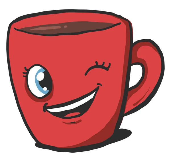 Winking Cup Illustration Vektor Auf Weißem Hintergrund — Stockvektor