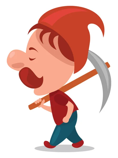 Working Gnome Illustration Vector White Background — Stock Vector