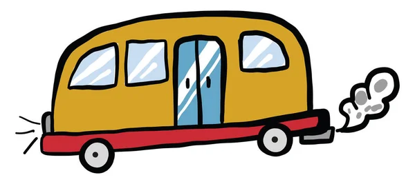 Gele Lange Bus Illustratie Vector Witte Achtergrond — Stockvector