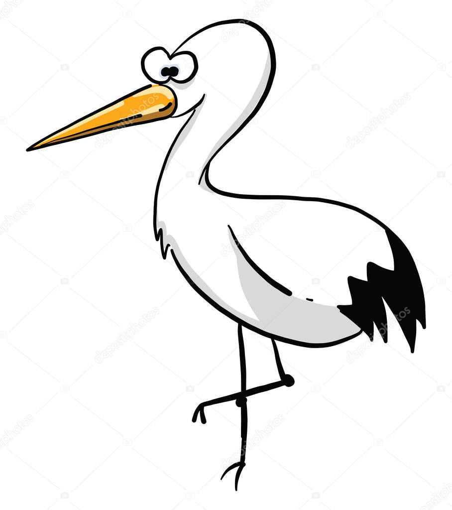 Cute stork, illustration, vector on white background