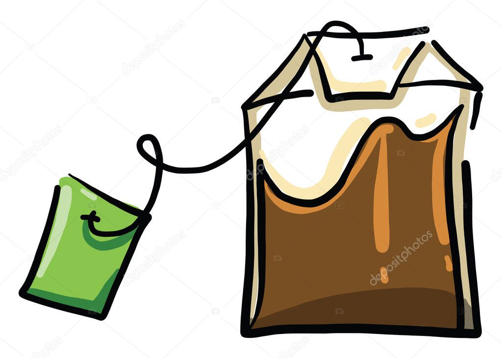 Tea bag, illustration, vector on white background