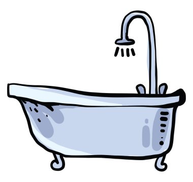 Küvet, illüstrasyon, beyaz arkaplan vektörü