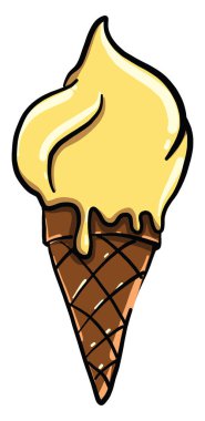 Sarı dondurma, illüstrasyon, beyaz arkaplanda vektör