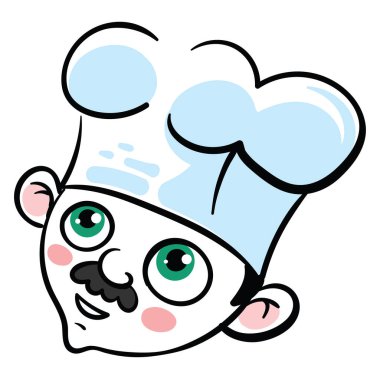 Şef başı, illüstrasyon, beyaz arkaplan vektörü