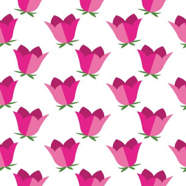 Pembe çan çiçeği, beyaz arkaplanda pürüzsüz desen.