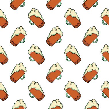 Yarım litre bira, beyaz arka planda pürüzsüz desen..